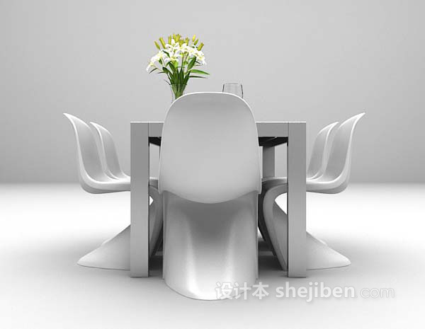 现代风格现代黑色餐桌推荐3d模型下载