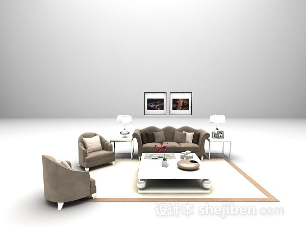 欧式组合沙发欣赏3d模型下载