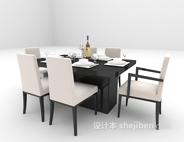 免费黑色现代餐桌大全3d模型下载