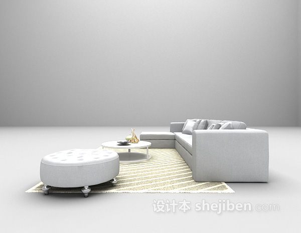 现代风格白色组合沙发欣赏3d模型下载