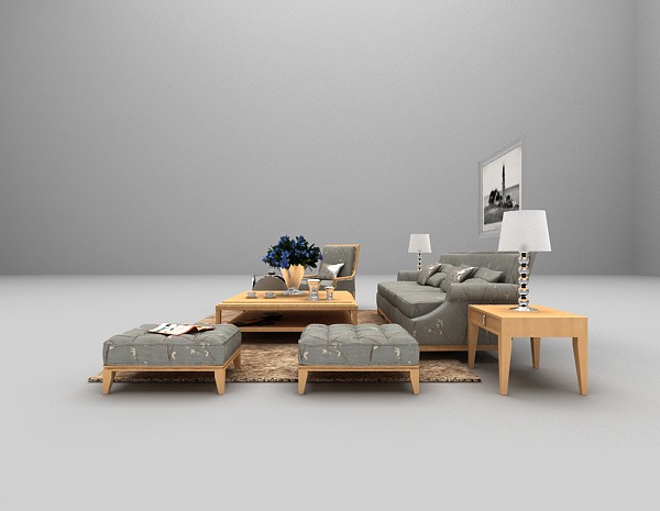 设计本深色沙发组合推荐3d模型下载