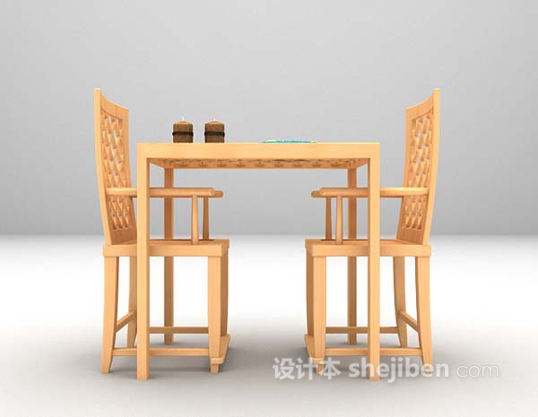 木色桌椅组合3d模型大全