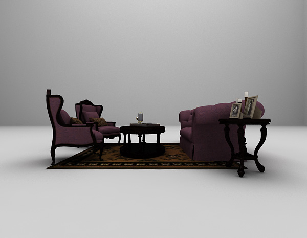 设计本紫色沙发椅3d模型下载