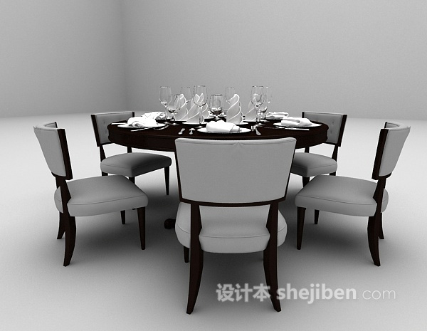 免费欧式棕色木质餐桌欣赏3d模型下载
