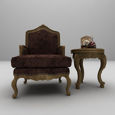 棕色欧式沙发3d模型下载