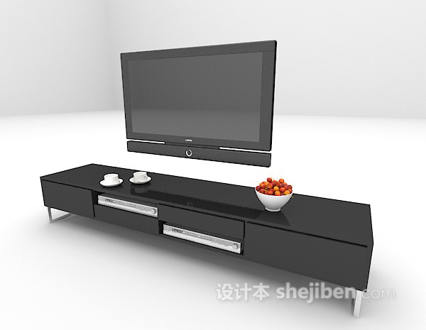 设计本黑色电视柜推荐3d模型下载