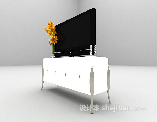 欧式风格欧式白色电视柜3d模型下载