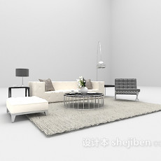 白色组合沙发3d模型下载