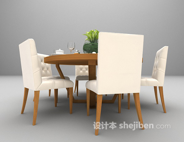 木质现代桌椅3d模型下载