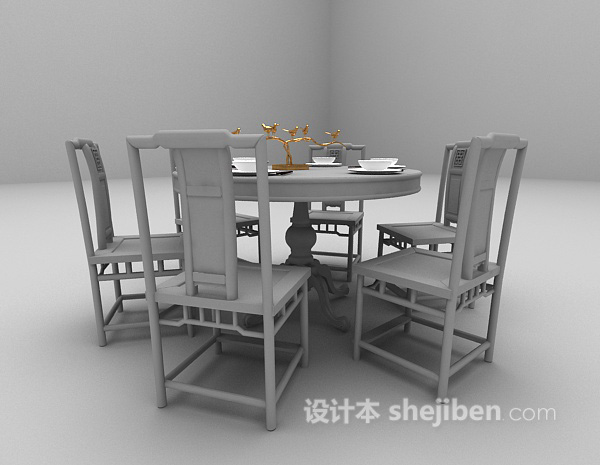 欧式风格欧式简易桌椅3d模型下载