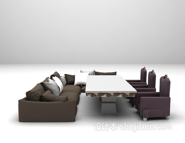 欧式风格欧式组合沙发椅3d模型下载