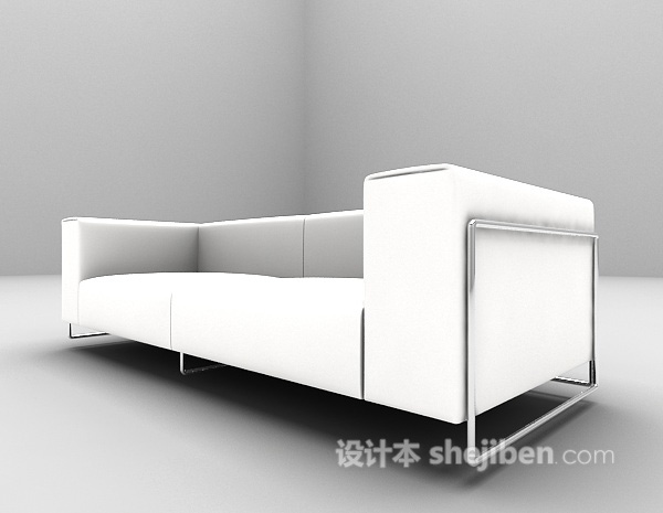 免费白色皮质沙发3d模型下载