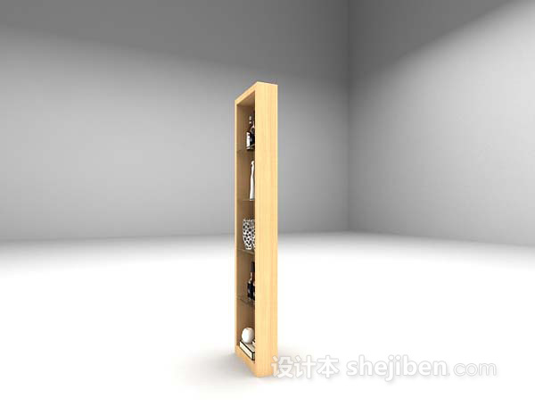 设计本木色展示柜3d模型下载