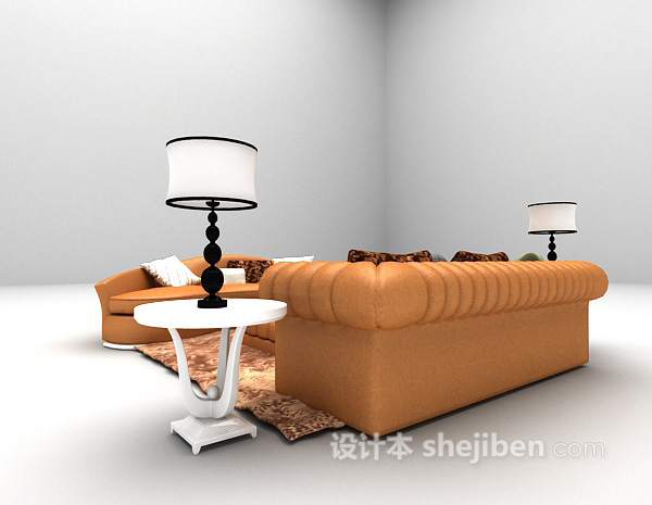 现代风格现代皮质沙发组合大全3d模型下载