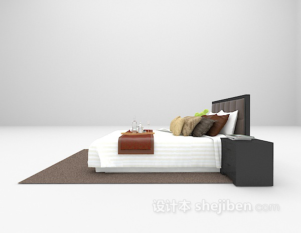 设计本现代棕色床欣赏3d模型下载