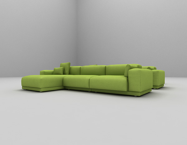 免费绿色布艺沙发组合3d模型下载