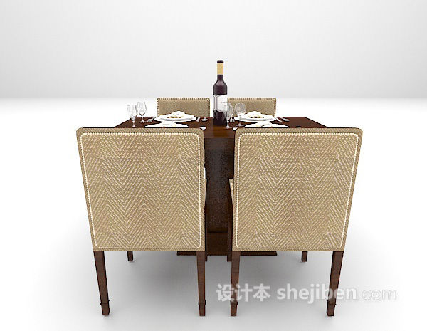 设计本欧式木质桌椅3d模型下载