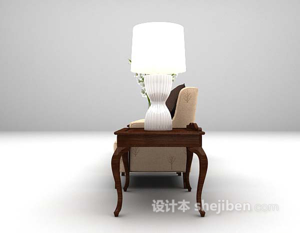 现代风格棕色布艺桌椅组合3d模型下载
