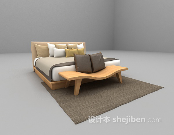 现代风格矮床欣赏3d模型下载