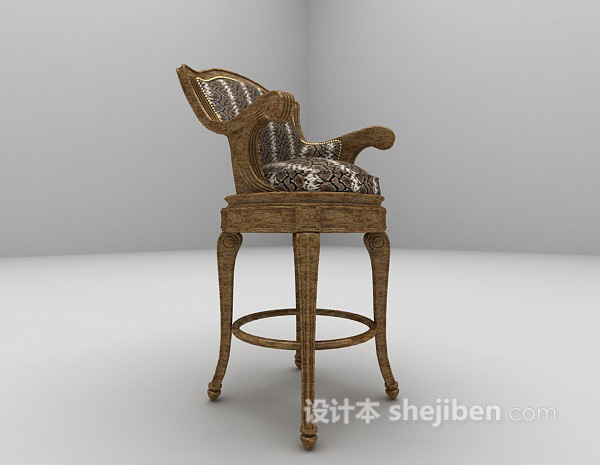 设计本欧式古典豪华吧台椅3d模型下载