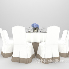 白色欧式桌椅3d模型下载