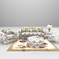 欧式小清新系沙发组合3d模型下载