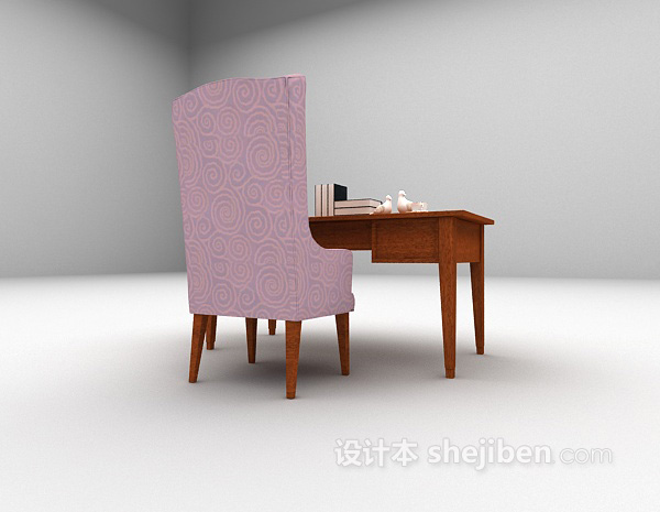免费高背椅书桌3d模型下载