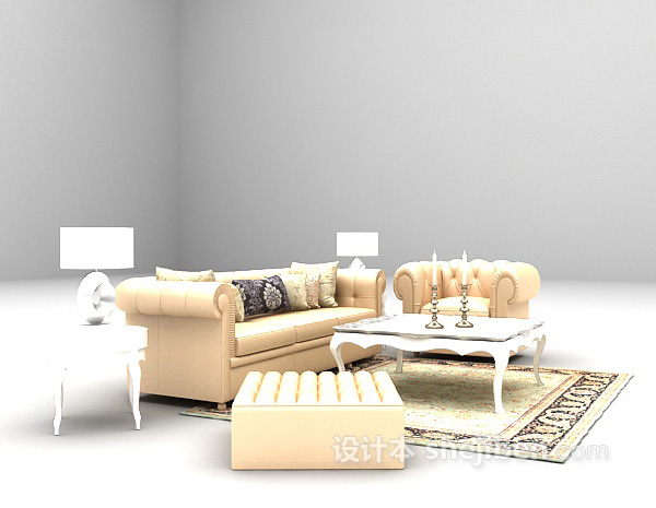 免费皮质沙发3d模型下载
