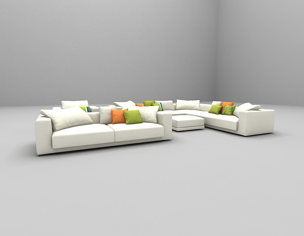 现代风格白色组合沙发欣赏3d模型下载