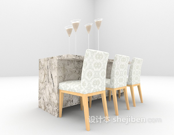 欧式风格桌椅组合推荐3d模型下载