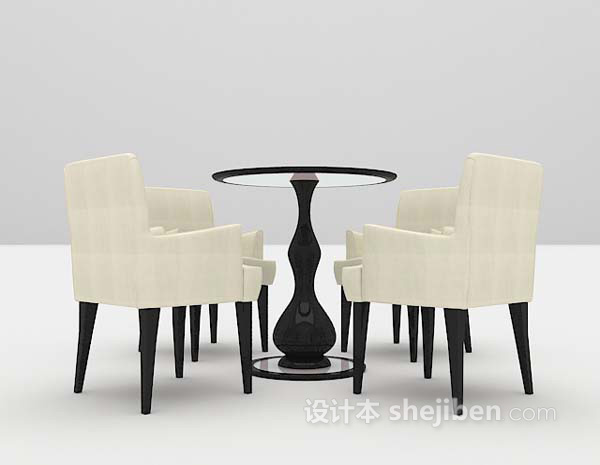免费灰色布艺桌椅3d模型下载