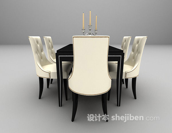 设计本欧式木质餐桌3d模型下载