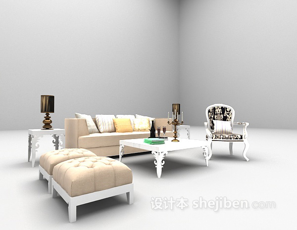 欧式风格欧式白色沙发大全3d模型下载