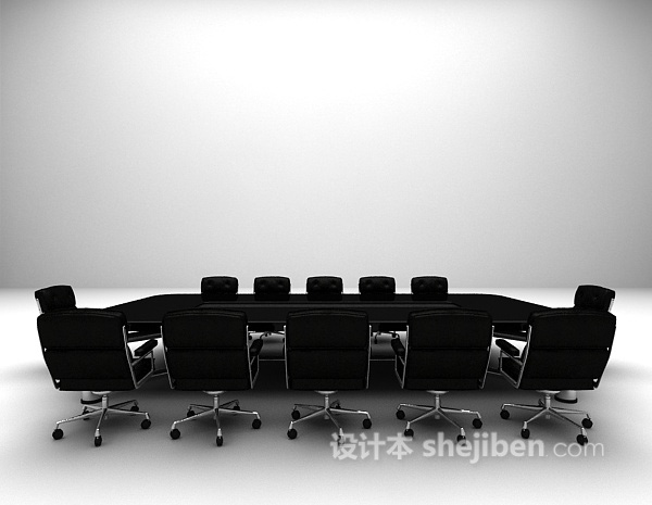 黑色会议桌3d模型下载