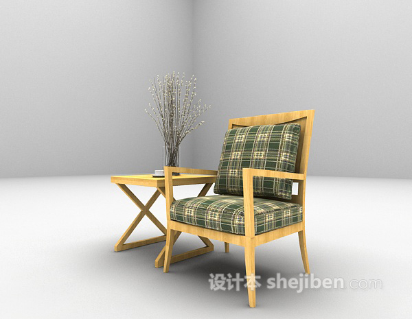 免费田园风格单人沙发3d模型下载