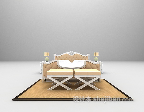 欧式风格欧式床具3d模型下载