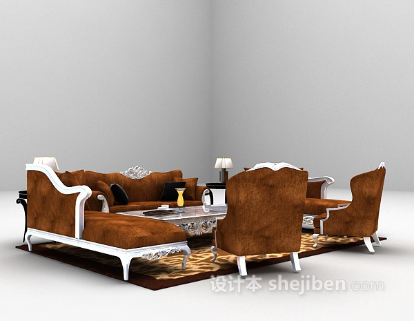 设计本欧式组合沙发3d模型下载