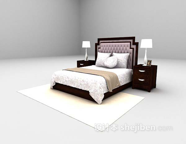 免费新古典组合床3d模型下载