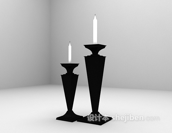 设计本黑色烛台灯3d模型下载