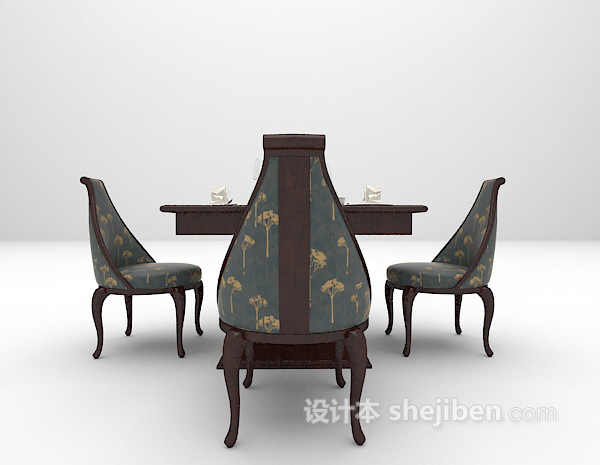 欧式木质餐桌模型下载
