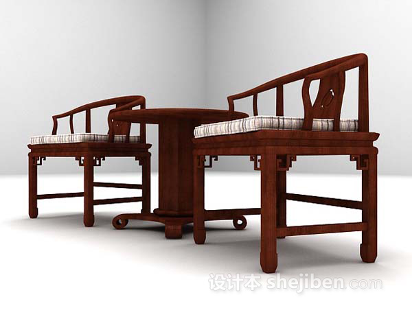 免费棕色桌椅组合欣赏3d模型下载