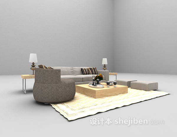 家庭组合沙发3d模型欣赏