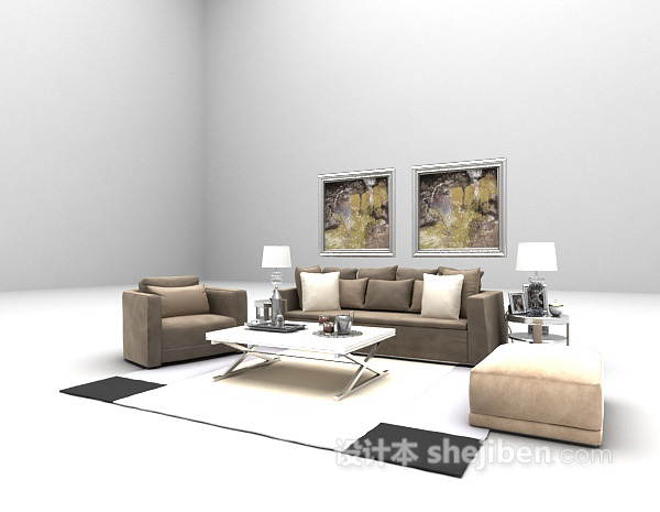 免费深色组合沙发3d模型下载