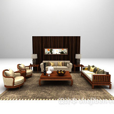 木质欧式沙发3d模型下载