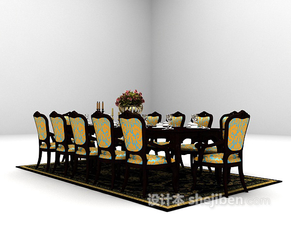 设计本奢华餐桌3d模型下载