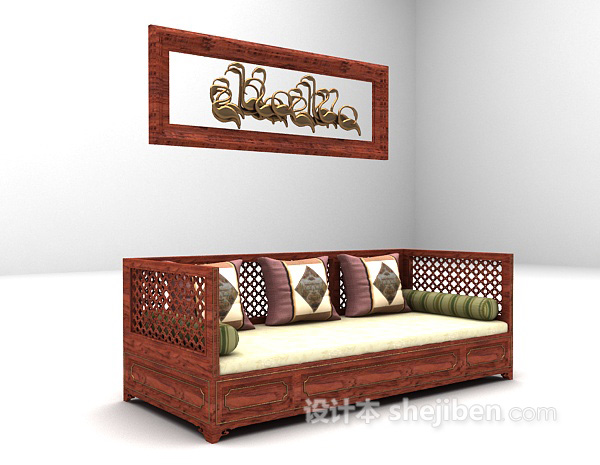 免费中式木质沙发推荐3d模型下载