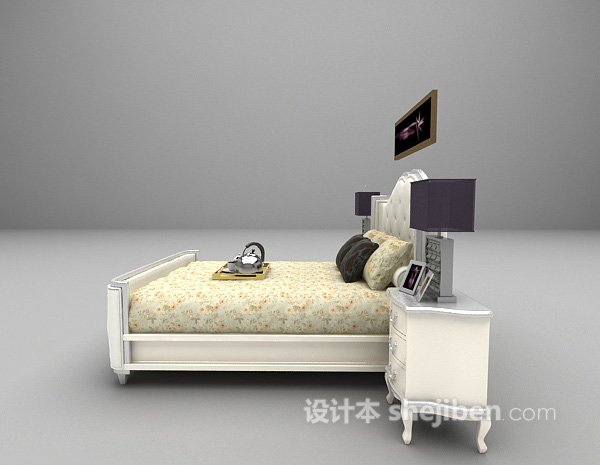 设计本欧式床免费3d模型下载