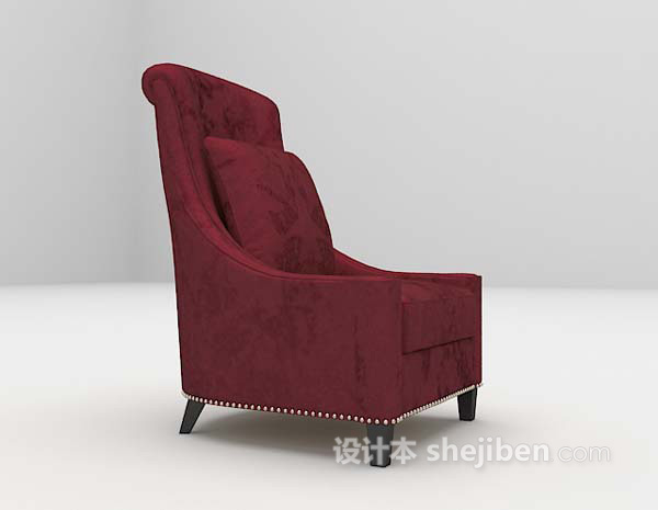 红色家居椅3d模型下载