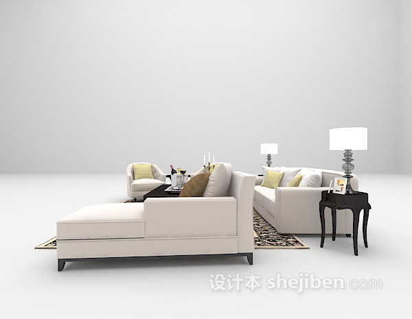 设计本欧式家用沙发免费3d模型下载