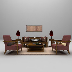 中式风格组合沙发3d模型下载